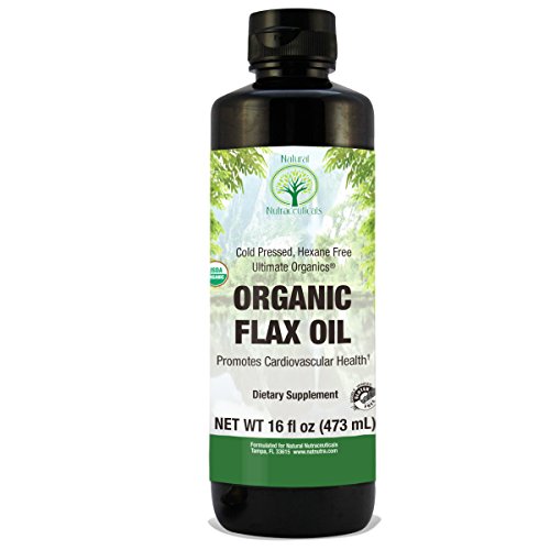 Natural Nutra Organic Flaxseed Oil Liquid, Cold Pressed and Pure, 16 oz