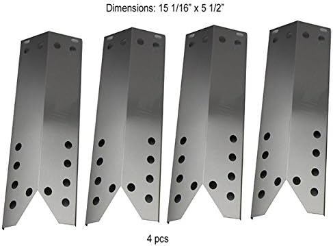 4-pack Stainless Steel Heat Plate, Heat Shield Replacement for Kenmore Sears, Nexgrill, Sunbeam Grillmaster, Lowes Model Grills (15 1/16” x 5 1/2”)