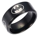 Mainstreet247 Batman Shield Logo Black Band Stainless Steel Ring Multiple Adult Sizes