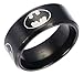 Mainstreet247 Batman Shield Logo Black Band Stainless Steel Ring Multiple Adult Sizes