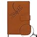 Dragonfly Refillable Writing Journal | Faux Leather Cover, Magnetic Clasp + Pen Loop | Blank Notebook | 200 Lined Pages, 5 x 8 Inches for Travel, Personal, Poetry | Brown | The Amazing Office