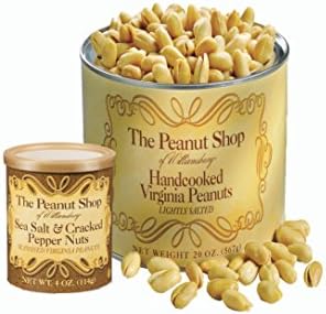 The Peanut Shop of Williamsburg Handcooked Virginia Peanuts, Lightly Salted, 20 Ounce &amp; Sea Salt &amp; Cracked Pepper, 4 Ounce