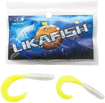 LIKAFISH XIALI Grub 4inch soft plastic fishing lures(PEARL CHARTREUSE TAIL)