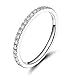 EAMTI 2mm 925 Sterling Silver Wedding Band Cubic Zirconia Half Eternity Stackable Engagement Ring Size 3-13