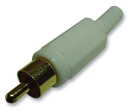 PRO SIGNAL White Phono Plugs – Gold-Plated RCA Audio Connectors – 10 Pack – 2-Contact Male Plugs, 11.8mm Diameter – PSG01534