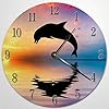 Jumping Dolphin Wooden Wall Clock Silent Non Ticking Clock 12 Inch Battery Operated Round Easy to Read Clock for Home… 416fHEdjlAL