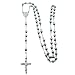 NYC Sterling 6MM Stainless Steel Silver Tone Rosary Chain Necklace with Cross, 24 Inch + 4 Inch Drop (Silver Tone)
