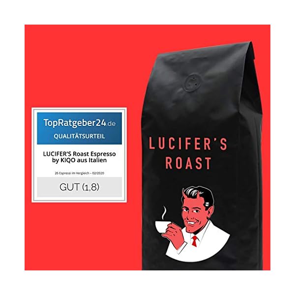 LUCIFERS ROAST Kaffeebohnen by KIQO aus Italien - sehr starker Espresso - säurearm - für Kaffeevollautomaten oder… – Bild 3