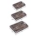 RHF Vintage Serving Tray,Rustic Wood Trays,Retro Tray Set,Nesting Serving Tray,Breakfast Trays,Ottoman Tray, Platter For Food Drink Eating Coffee, Brown, Set of 3