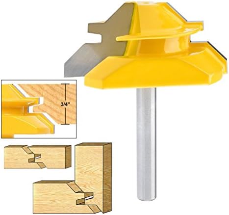 Dekawei Lock Miter 2" Diameter 1/4'' Carbon Steel Shank 45 Degree Joint Router Bits Woodworking Cutter Tool