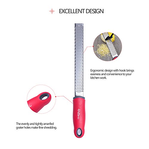 Haturi Stainless Steel Zester, Cheese Zester, Lemon Zester Grater, Kitchen Tool for Ginger, Citrus, Nutmeg, Potato, Vegetable & Fruit