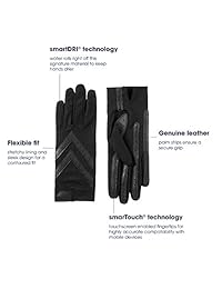 isotoner Guantes cortos de spandex para mujer con tiras de cuero en la palma