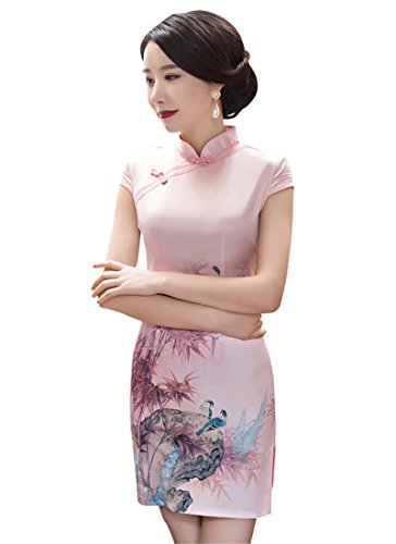 Wincolor Women's Chinese Traditional Cheongsam Floral Printed Qipao Dress