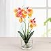 Dynabit Small Handmade Silk Artificial Flower Arrangements with Vase,Vivid Phalaenopsis Orchid Bonsai,Orange