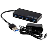 Protronix 4 Port USB 3.0 Hub with 5V/2A Power Adapter
