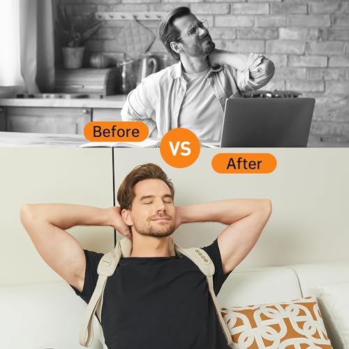 Mebak N1 Neck Massager with Heat, Neck and Shoulder Massager - Deep Tissue Kneading Massage Pillow for Back, Legs and Waist Muscle Pain Relief - Home, Office & Car Use