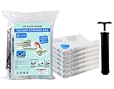 Vacuum Storage Bags (6 x Jumbo Size) Save up to 80% of Original Space. Thicker (0.11 mm) and Stronger than Other Brands (0.09 mm) - Space Saver Bags with Free Hand Pump for Travel