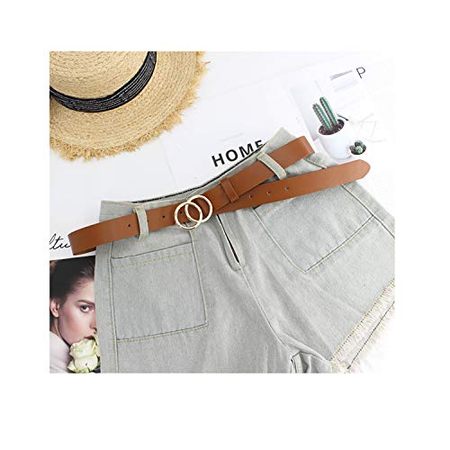 WERFORU 2 Packungen Damen Ledergürtel Kunstleder Taillengürtel mit doppelter O-Ring-Schnalle