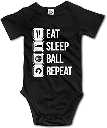 YEARla Unisex Eat Sleep Basketball Repeat Baby Rompers Baby Onesie Short Slev