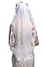 Wedding Veil Bridal Lace Traditional Vintage Bride Veil Short Bride Veils with Comb (V-1T Classic Lace Edge-ivory, One Size)
