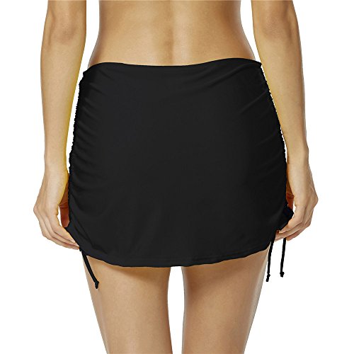 BEFAiR Women's Swim Skirts Breathable Skirted Bikini Bottom Swimdress(6-8, Black)