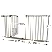 Paws & Pals Dog Gate Multifunctional Indoor Metal Baby Barrier - Adjustable Tall-Wide Fence for House Doorway with Lockable Pet Door Flap- 53