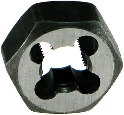 Drillco 3350E Series Carbon Steel Hexagon Rethreading Die, Uncoated (Bright) Finish, 1-1/16" Width, 1/2" - 20 UNF