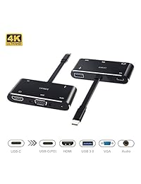 Adaptador USB C a HDMI VGA Hub LIFANTE 5 en 1 USB Tipo C a HDMI 4 K VGA con USB 3.0 Audio USB C Power Delive Multiport Dongle para MacBook Pro 2018 2017, Nintendo Switch, Chromebook Pixel