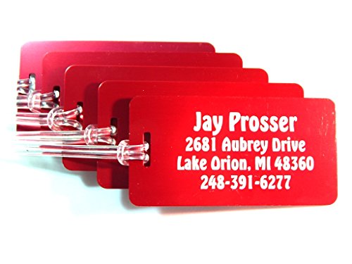 Luggage-Tag Custom Engraved Jumbo Aluminum (5) Red - Thumbnail 3