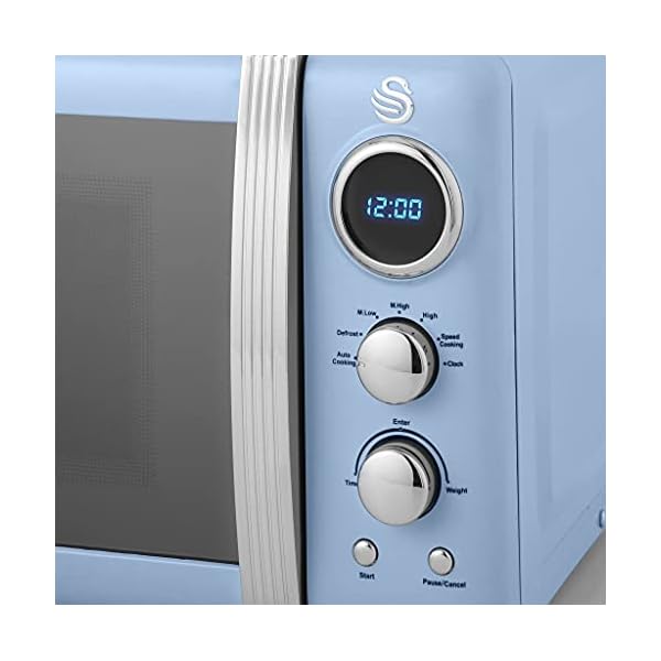 Swan-Retro-Digital-Microwave-Blue-20-L-800-W-6-Power-Levels-Including-Defrost-Setting-SM22030BLN Swan Retro Digital Microwave Blue, 20 L, 800 W, 6 Power Levels Including Defrost Setting, SM22030BLN
