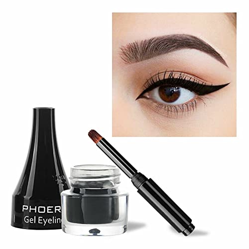 PHOERA GEL EYELINER LONG LASTING WATERPROOF SMUDGE PROOF 24H MAKEUP 10 SHADE UK (202 BLACK)