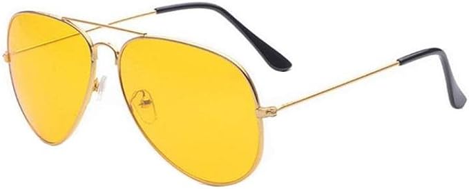 Amcool Nachtsicht Pilotenbrille Sonnenbrille Fliegerbrille Uv400 Glaser Mit Federscharnier Gold Amazon De Bekleidung
