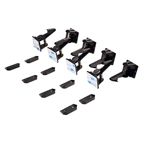 Child Safety Cabinet Locks - Latches by Safe-Latch - Strong 3M Adhesive - No Tools, Drilling, Screws or Magnets to Misplace - Baby Proof Drawers, Cabinets (8 pack locks and upgraded catchers) Black