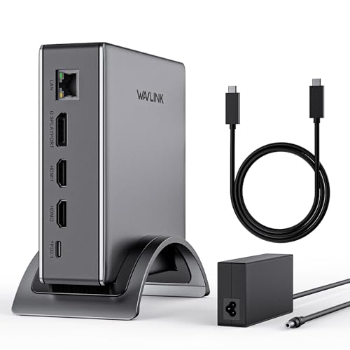 Laptop Docking Station, PD3.1 Triple Display Dock with 140W Power, 8K@30Hz/4K@144Hz HDMI*2 + Displayport, USB-C 10Gbps, 2* USB-A 5Gbps, Gigabit Ethernet, Audio/Mic, for Windows,Lenovo,HP,Dell