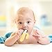 Lelife Teether Banana Training Baby Teether and Toothbrush BPA Free,Soft Silicone Yellow