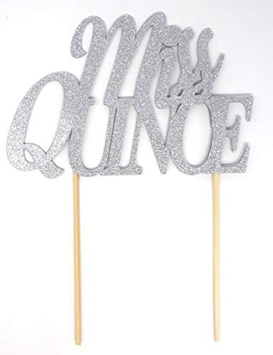 All About Details Miss Quince Cake Topper, 1pc, 15th Birthday Cake Topper, Quinceanera, Quince Anos (Silver)