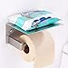APLusee Brushed Nickel Toilet Paper Holder with Phone Shelf, 304 Stainless Steel Toilet Tissue Roll Holder, Wall Mounted Bathroom Paper Roll Dispenser