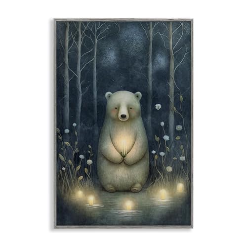 Stupell Industries Mystic Polar Bear Framed Giclee Art Design by The Dutch Lady