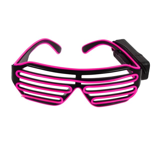 Gizelle LED Light Up Neon Shutter Glasses Wireless Flashing Party Eyeglasses Neon Glow In Dark Illuminated Frames For Disco Christmas DJ Costume Party Favors Pink
