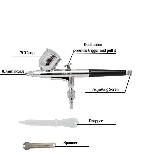 OPHIR Premium Dual Action Airbrush Kit Craft Nail Art Hobby 0.3mm Nozzle AC004