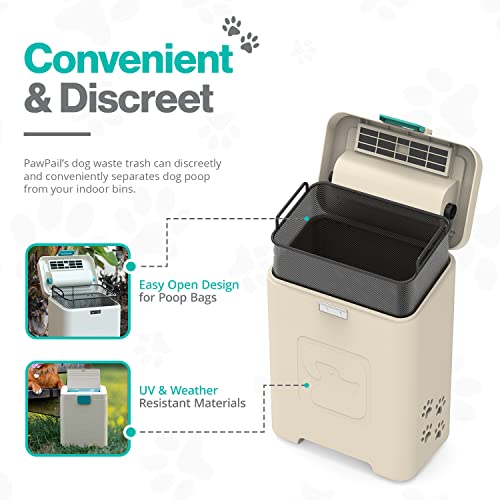 PawPail Dog Poop Trash Can, for Outdoor Use, Includes 200 Poop Bags for