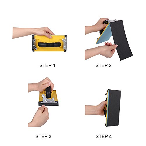 Hand Sander Holder Sandpaper Tool With Soft Sponge Pad Rubber Handle for Grind (7.3x3.6 inches) Free Nitrile Gloves