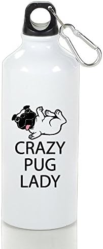 Crazy Pug Lady Gift Mug Lightweight Aluminum White With Carabiner Hook Customize Funny 400-600ml