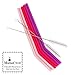 6 Pack Pink & Purple Reuseable Long drink drinking Silicone Straws & 2 Cleaning Brushes