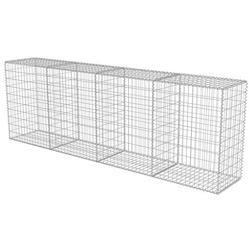 HLLNME Steinzaun Steinkorb Steingabione Gabion Säule, Gabionenwand mit Abdeckung Verzinkter Stahl 300×50×100 cm – Bild 3
