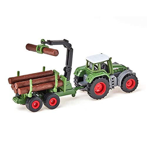 siku 1645, Fendt Traktor mit Forstanhänger, Metall/Kunststoff, Grün, Inkl. 6 Baumstämmen, Vielseitig einsetzbar – Bild 7