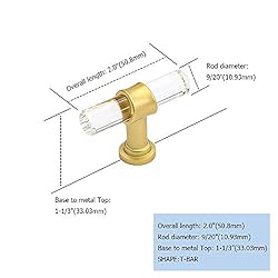 goldenwarm 5 Pack Crystal Drawer Knobs Gold Cabinet