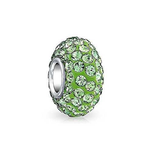 Lime Green Crystal Spacer Bead Core 925 Sterling Silver Fits European Charm Bracelet For Women For Teen