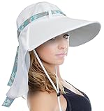 Sun Blocker Women Large Brim UV Sun Protection Fishing Hat Neck Flap Hat