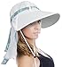 Sun Blocker Women's Sun Hat Large Brim Beach Travel Fishing Hat with Neck Flap, White, One Size